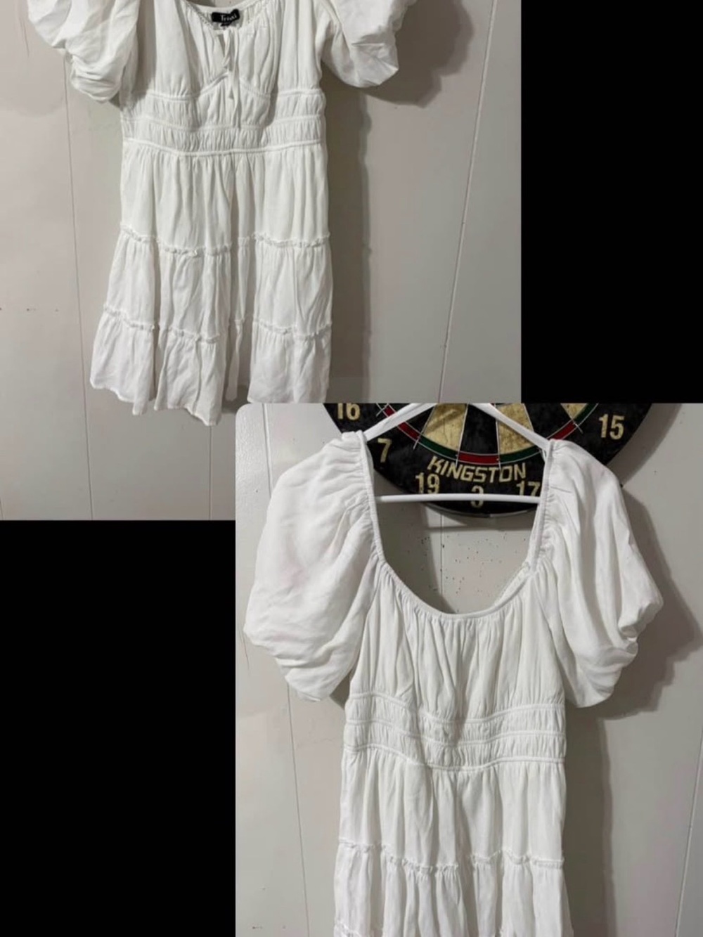 White Puff-Sleeve Tiered Women’s Top - Unbranded